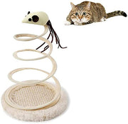 Interactive Spring Mouse Cat Toy – Sisal Scratching Pad & Bouncing Plush Toy