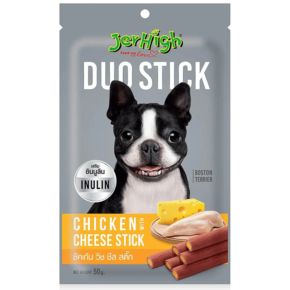 JerHigh Chicken & Cheese Duo Stick Dog Treats – 50gm