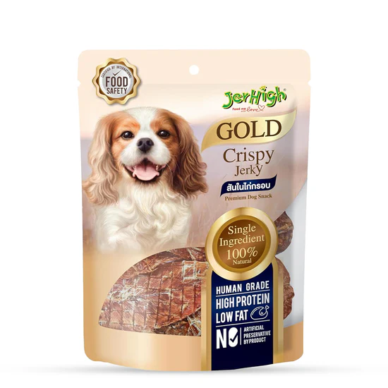 JerHigh Gold Crispy Jerky 200gm – Premium Real Chicken Dog Treat | High Protein, Low Fat Snack for All Breeds