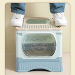 Load image into Gallery viewer, Foldable Enclosed Cat Litter Box with Drawer &amp; Scoop | Anti-Tracking Top Exit