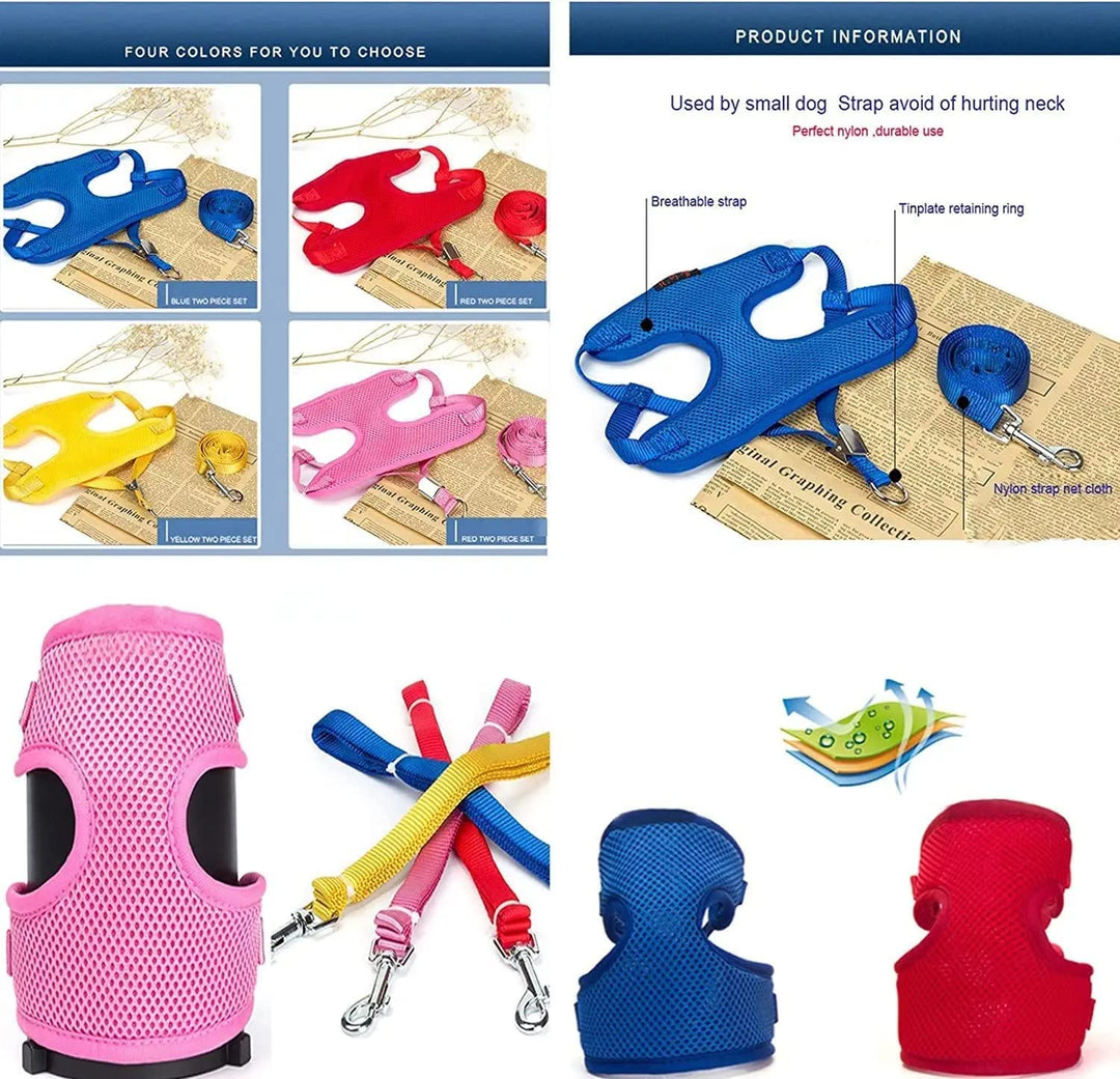 Breathable Soft Mesh Dog Harness and Leash Set