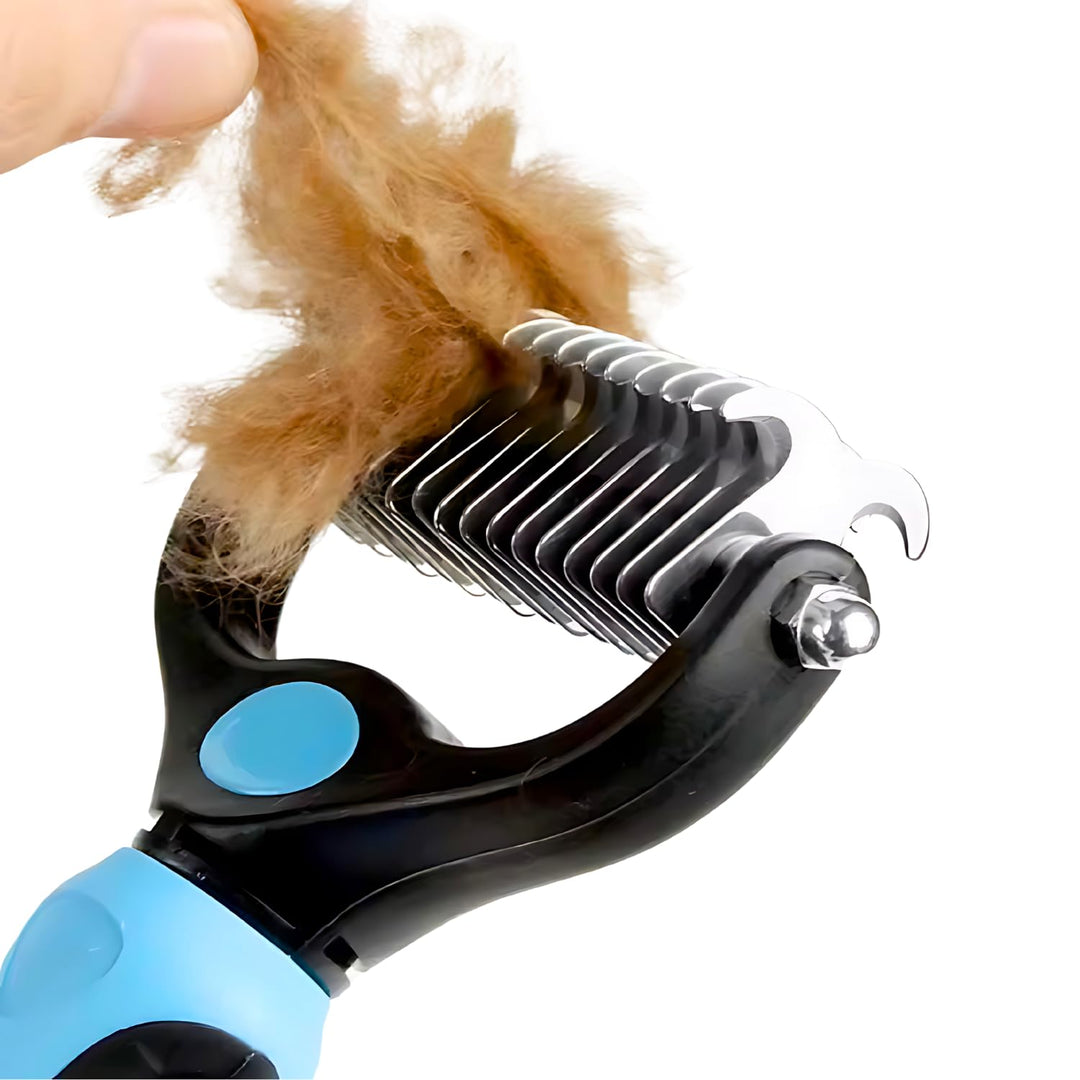 Nunbell Professional Dual-Sided Pet Dematting & Deshedding Rake
