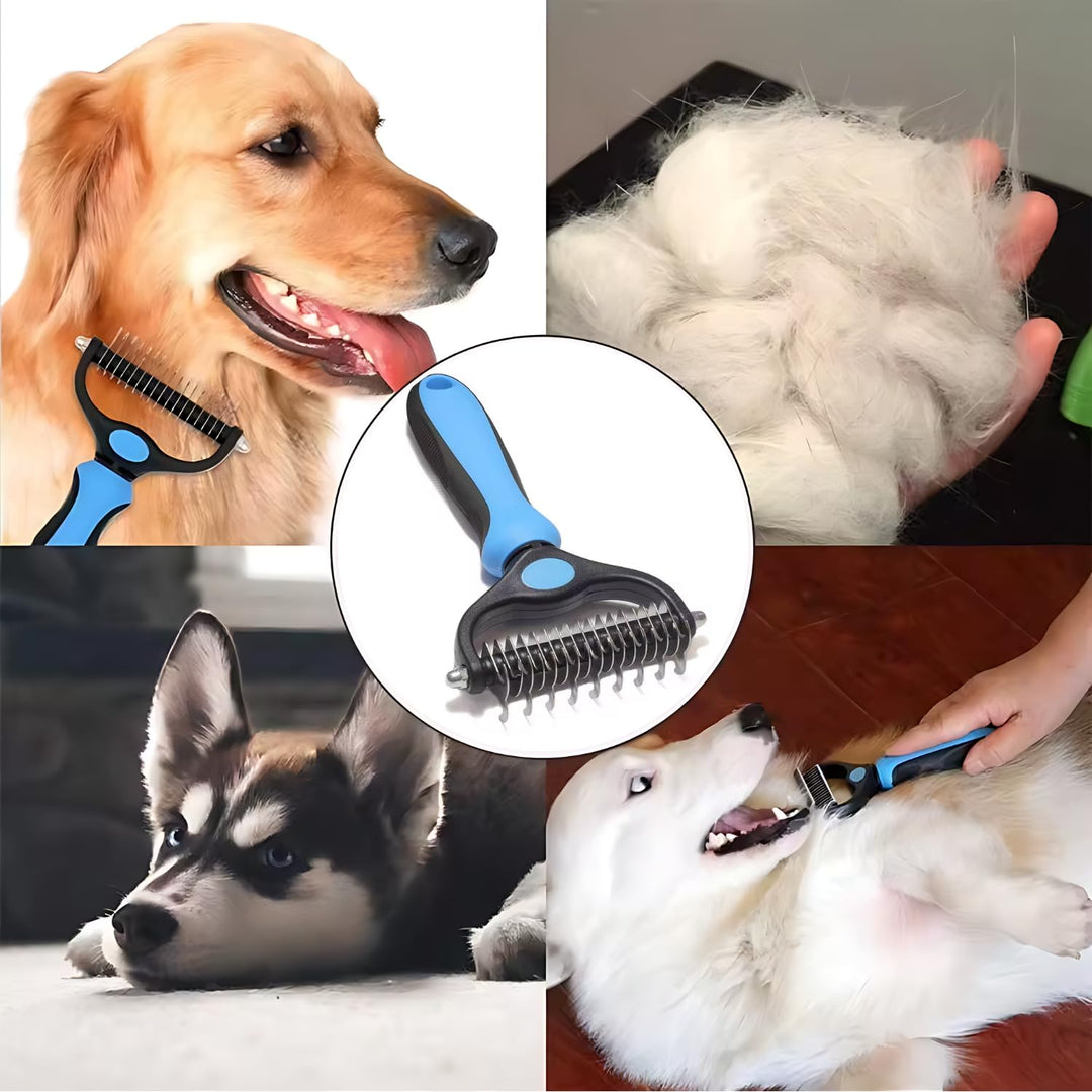 Nunbell Professional Dual-Sided Pet Dematting & Deshedding Rake