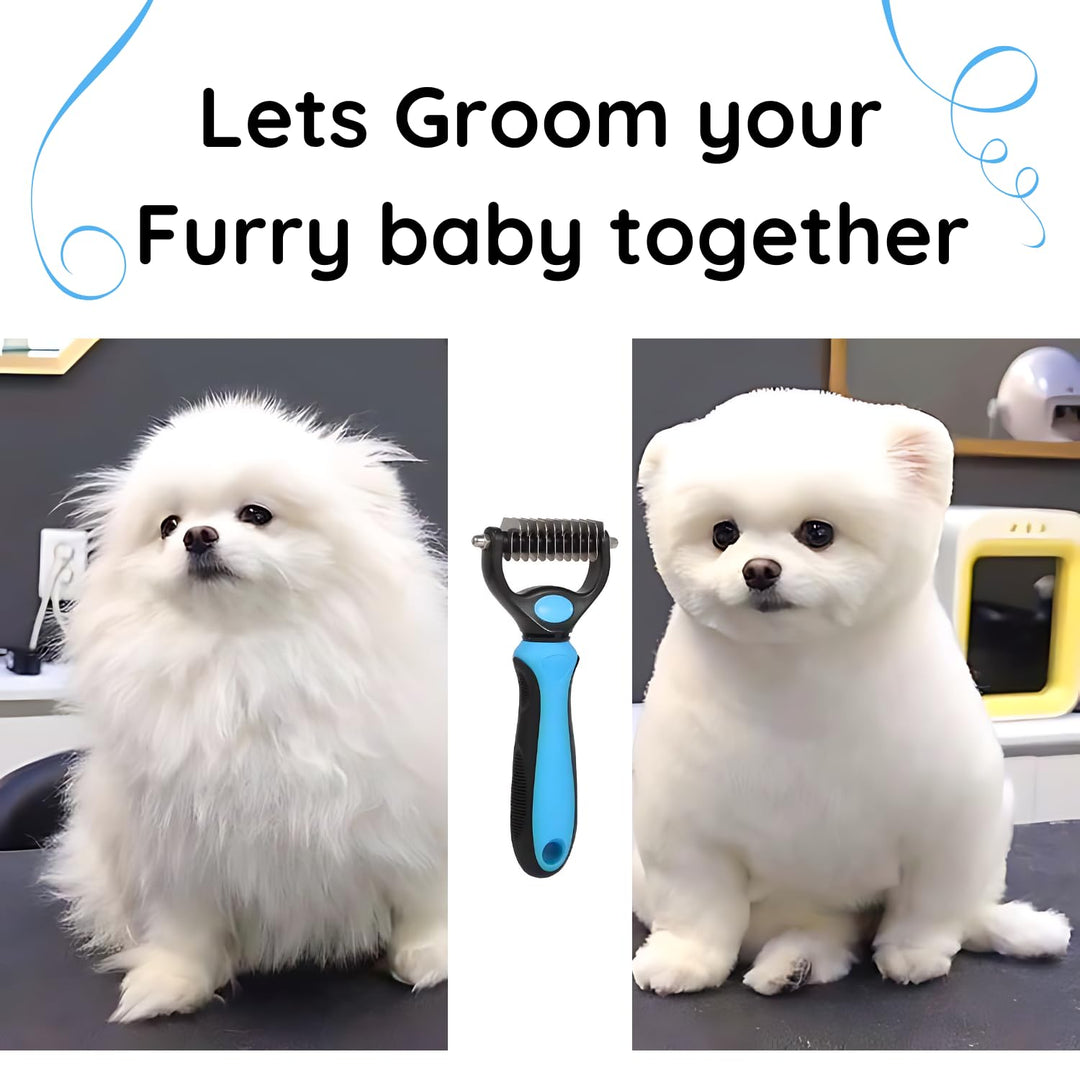 Nunbell Professional Dual-Sided Pet Dematting & Deshedding Rake