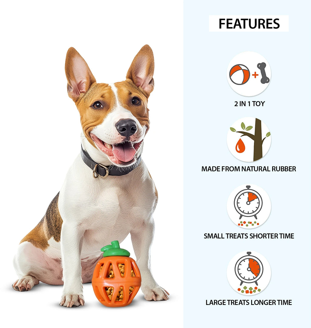 Holy Paws Fruity Bite Orange – 2-in-1 Natural Rubber Treat Dispenser & Chew Toy