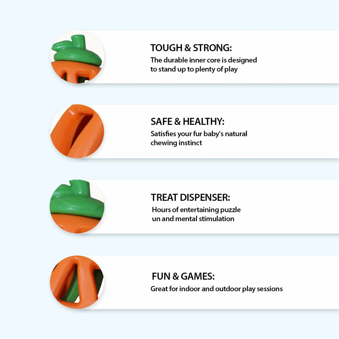 Holy Paws Fruity Bite Orange – 2-in-1 Natural Rubber Treat Dispenser & Chew Toy