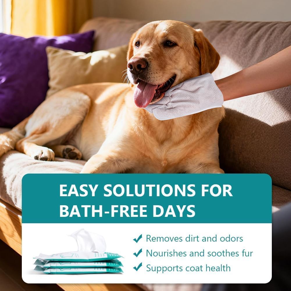 SmartyPet Waterless Pet Glove Wipes for Dogs & Cats