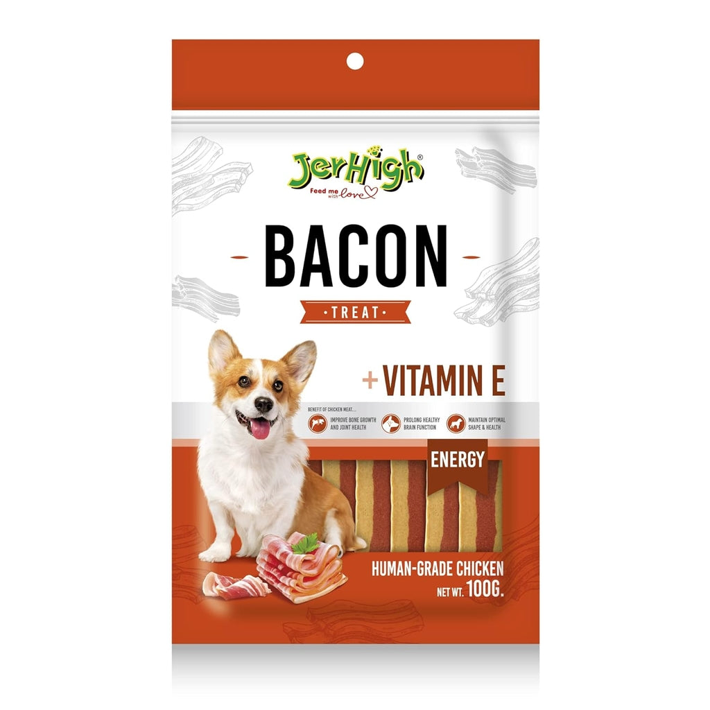 JerHigh Bacon Dog Treat – Real Chicken Meat, High Protein, Delicious Snack for Dogs
