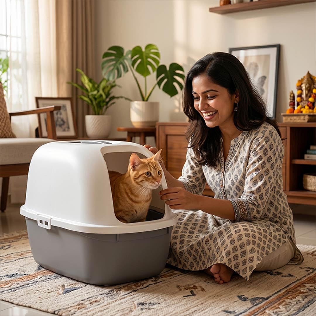 Tilting Heads Premium Hooded Cat Litter Box (LB001)