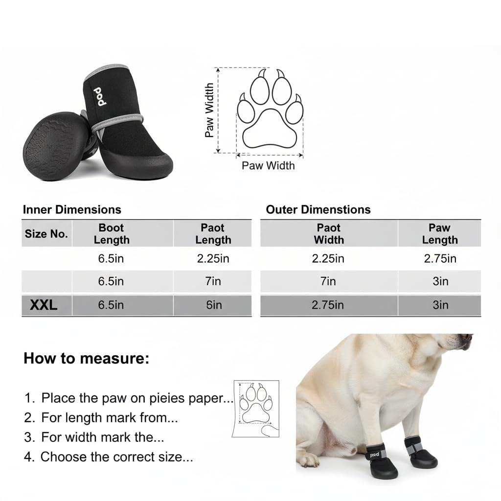 Holy Paws Pod Long Dog Shoes | Waterproof Non-Slip Winter & Summer Boots