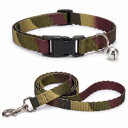 Camouflage Polyester Printed Collar & Leash Set with Bell