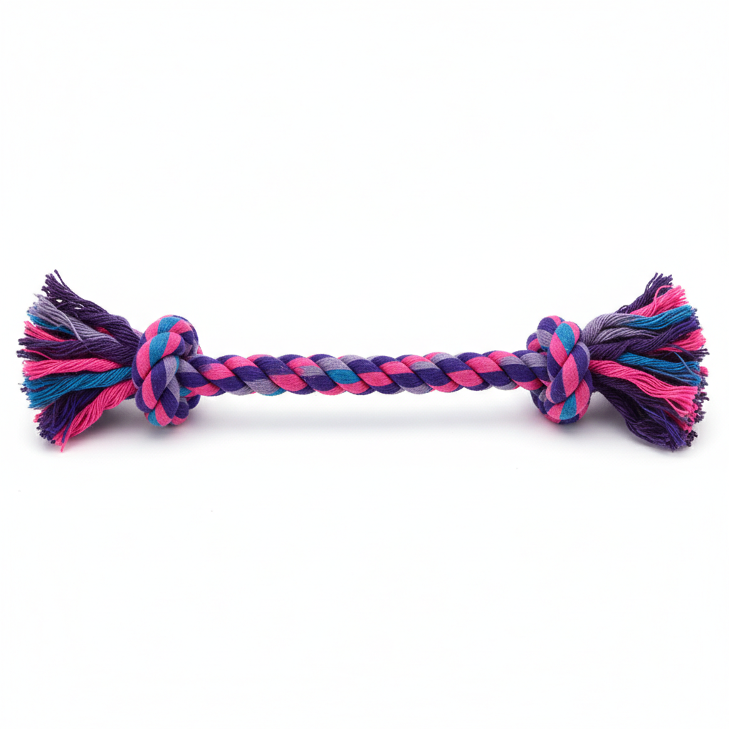 SmartyPet Durable Cotton 2-Knot Dog Rope Toy(Color May Vary)