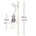 Load image into Gallery viewer, SmartyPet Skeleton Cat Teaser Wand Toy with Bell – Natural Wooden Stick (40cm)
