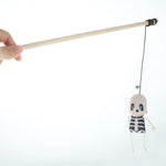 Load image into Gallery viewer, SmartyPet Skeleton Cat Teaser Wand Toy with Bell – Natural Wooden Stick (40cm)