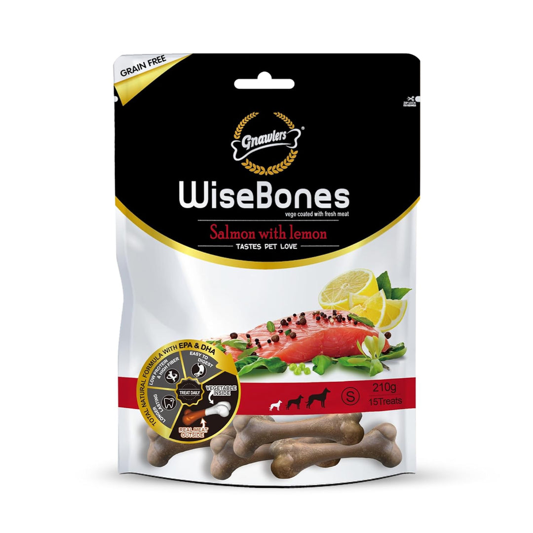 Gnawlers WiseBones Salmon with Lemon Grain-Free Dog Treats (210g)