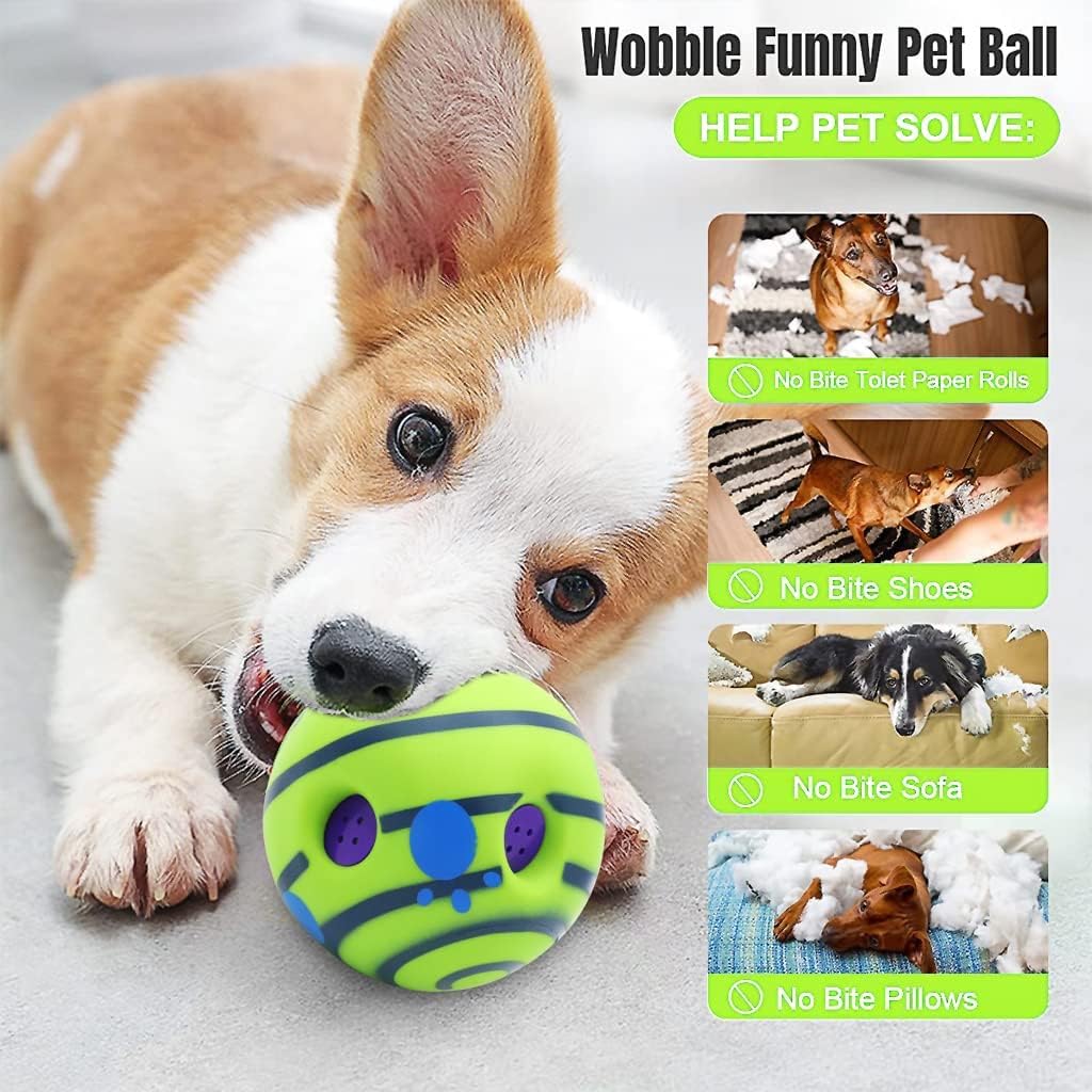 Wobble Giggle Sound Ball – Interactive Treat-Dispensing & Noisemaker Toy for Dogs