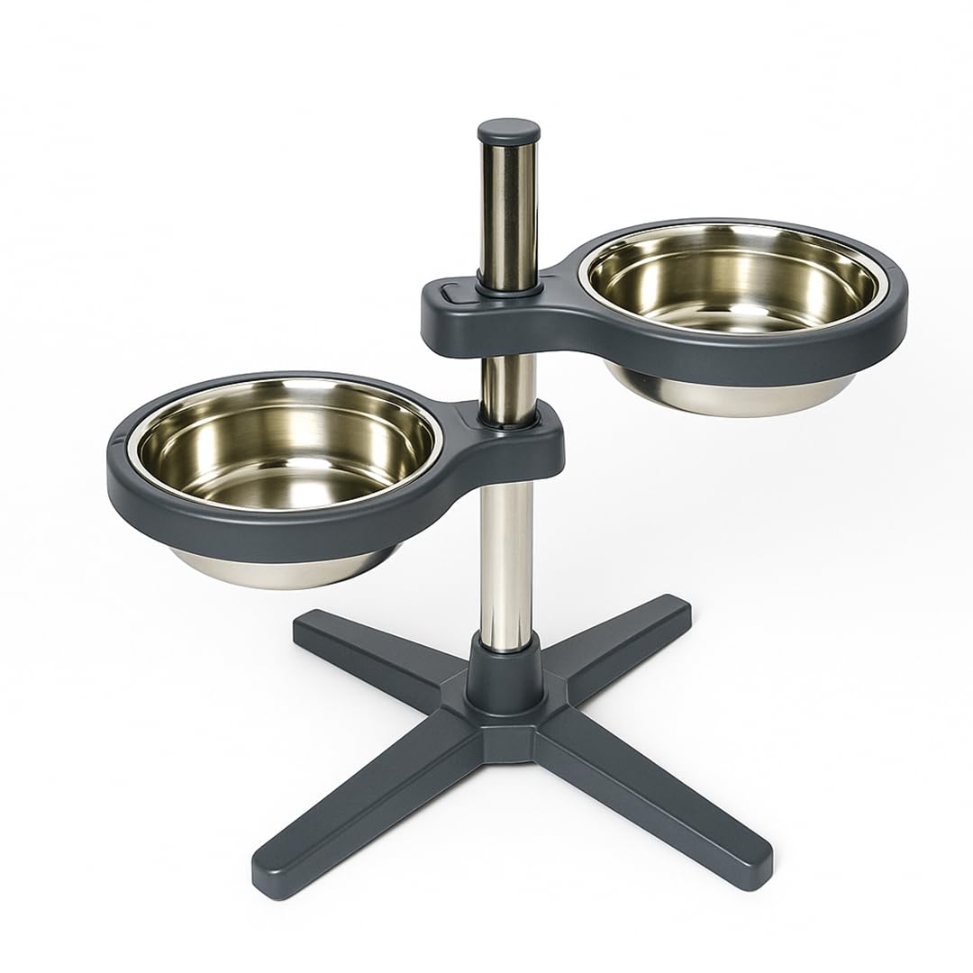 Adjustable Elevated Double Pet Bowl Stand for Cats & Dogs