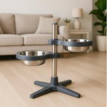 Load image into Gallery viewer, Adjustable Elevated Double Pet Bowl Stand for Cats &amp; Dogs