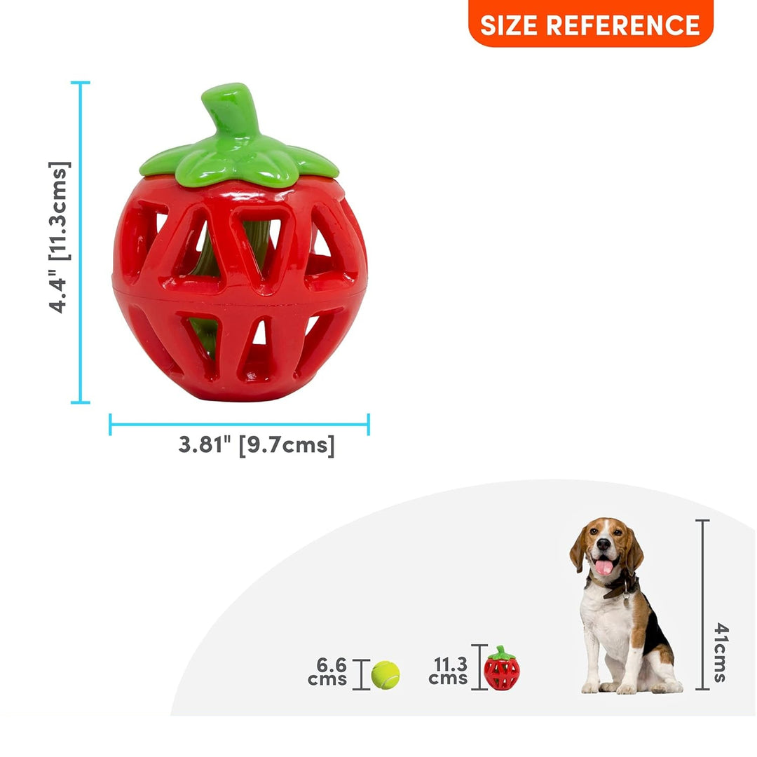 Holy Paws Fruity Bite Strawberry Dog Toy – Natural Rubber Treat Dispenser