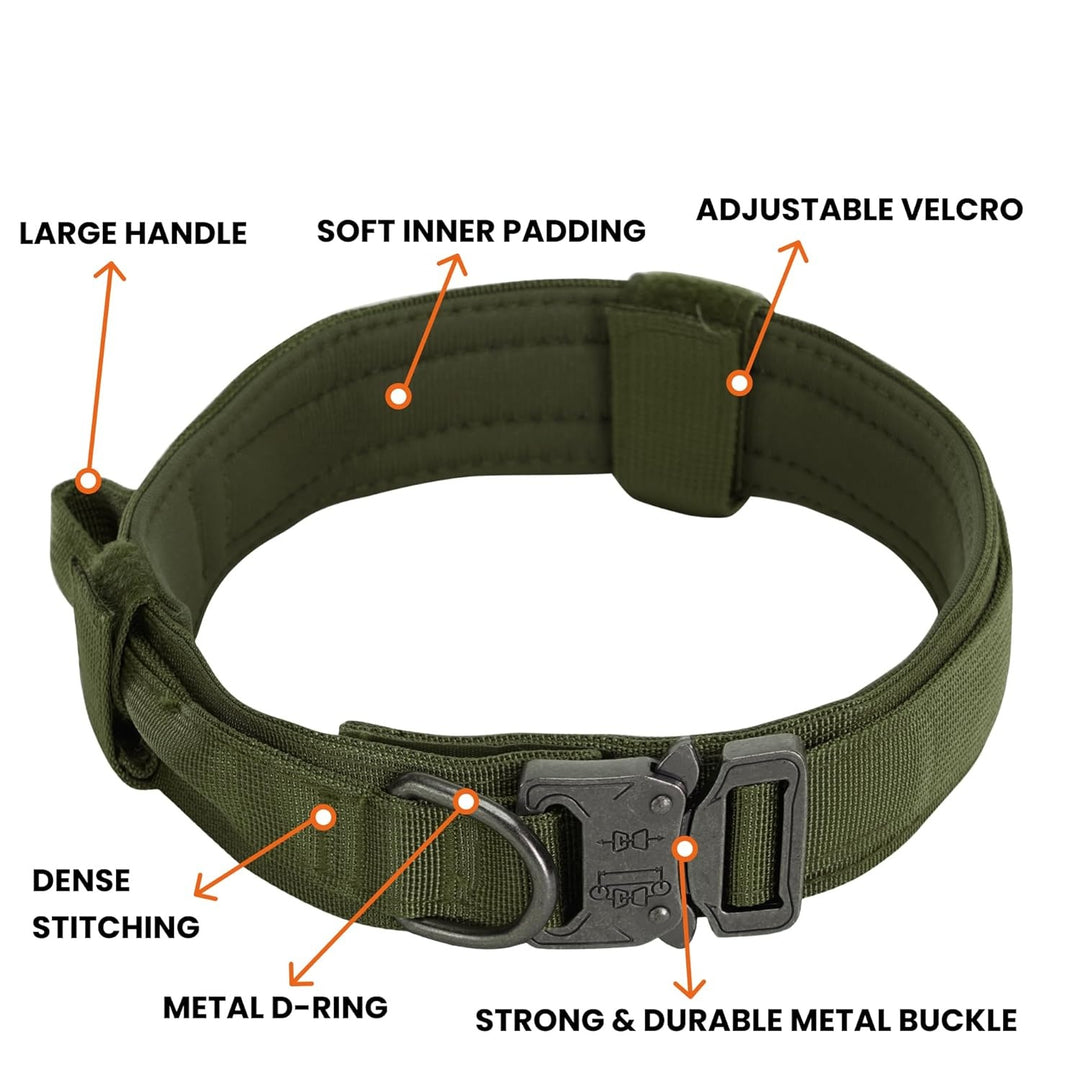 Heavy-Duty Tactical Dog Collar with Control Handle & Quick-Release