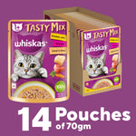 Load image into Gallery viewer, Whiskas Tasty Mix Tuna Kanikama Carrot In Gravy Wet Cat Food - 70g