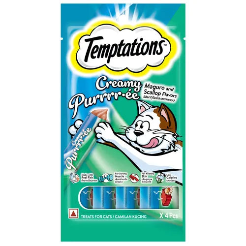 Temptations Creamy Purrrr ee Maguro & Scallop Cat Treats - 48g