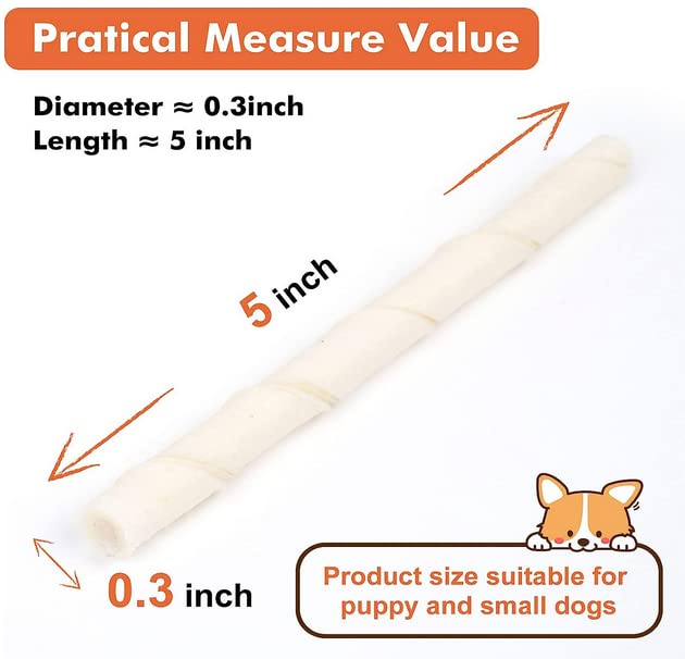 Milky White Twisted Chew Sticks
