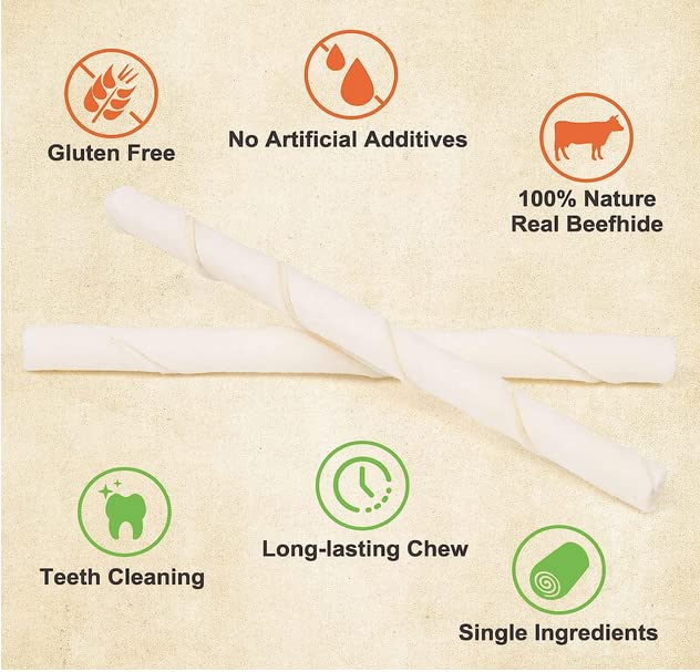 Milky White Twisted Chew Sticks