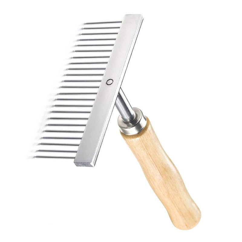 Wooden Handle T-Shape Undercoat Rake | Professional Grooming Comb for Dogs & Cats